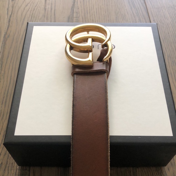 Gucci GG Marmont Wide Belt Size 85 Brown Leather (tan) - Picture 11 of 15